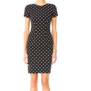 Carolina Herrera Short Sleeves Polka Dot Sheath Dress.